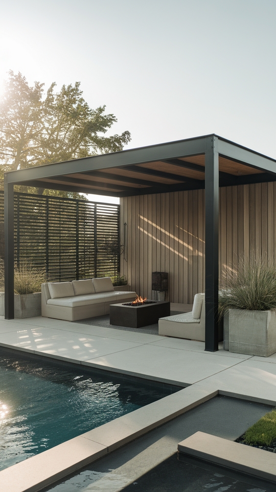 Pool Pavilion Ideas for Modern Outdoor Living with Kitchen, Bar & Fireplace Features