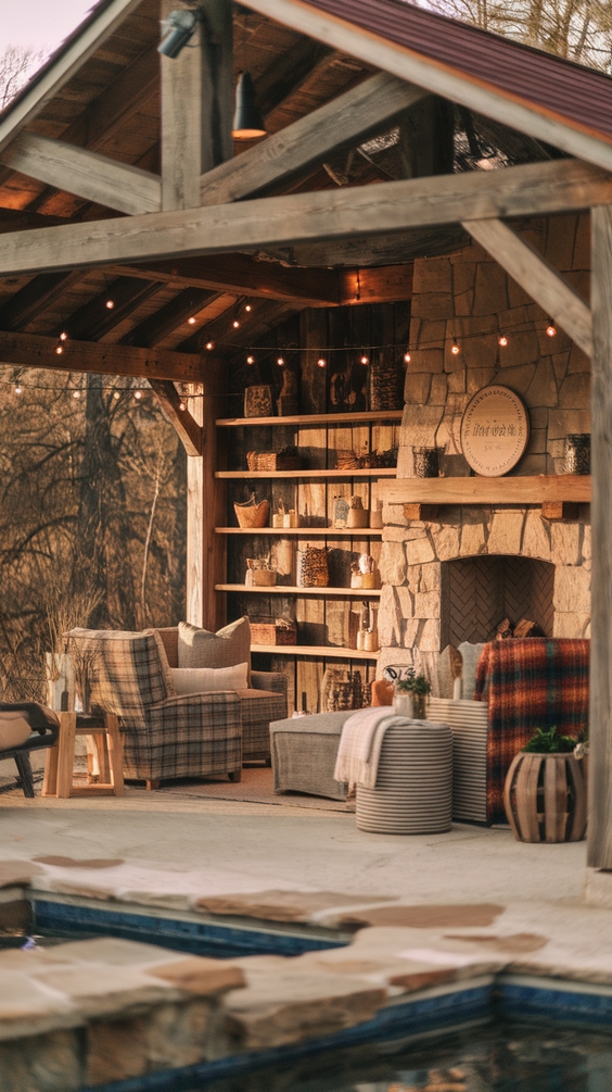 Pool Pavilion Ideas for Modern Outdoor Living with Kitchen, Bar & Fireplace Features