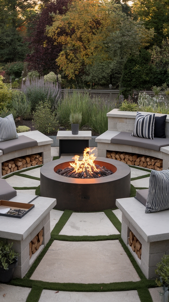 Front Yard Fire Pit Ideas to Boost Curb Appeal with Lights, Seating Areas, and Simple Design