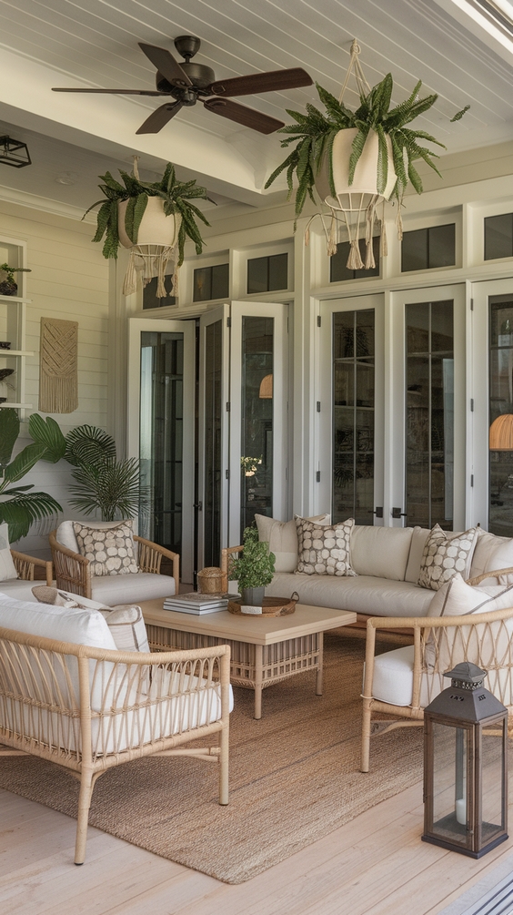 Indoor Outdoor Living Room Ideas with Sliding Doors, Glass Walls, Rugs & Modern Furniture