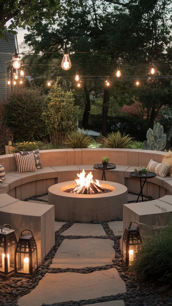 Front Yard Fire Pit Ideas to Boost Curb Appeal with Lights, Seating Areas, and Simple Design